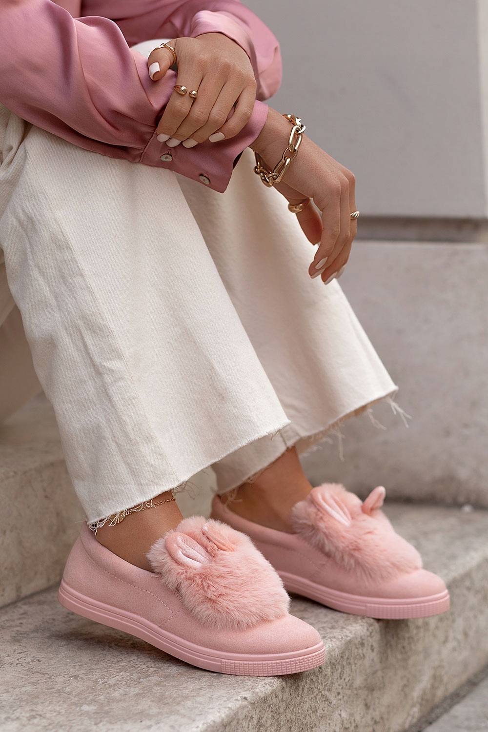 Buty Domowe Kapcie Trampki z Futerkiem Różowe 40 Marka inna