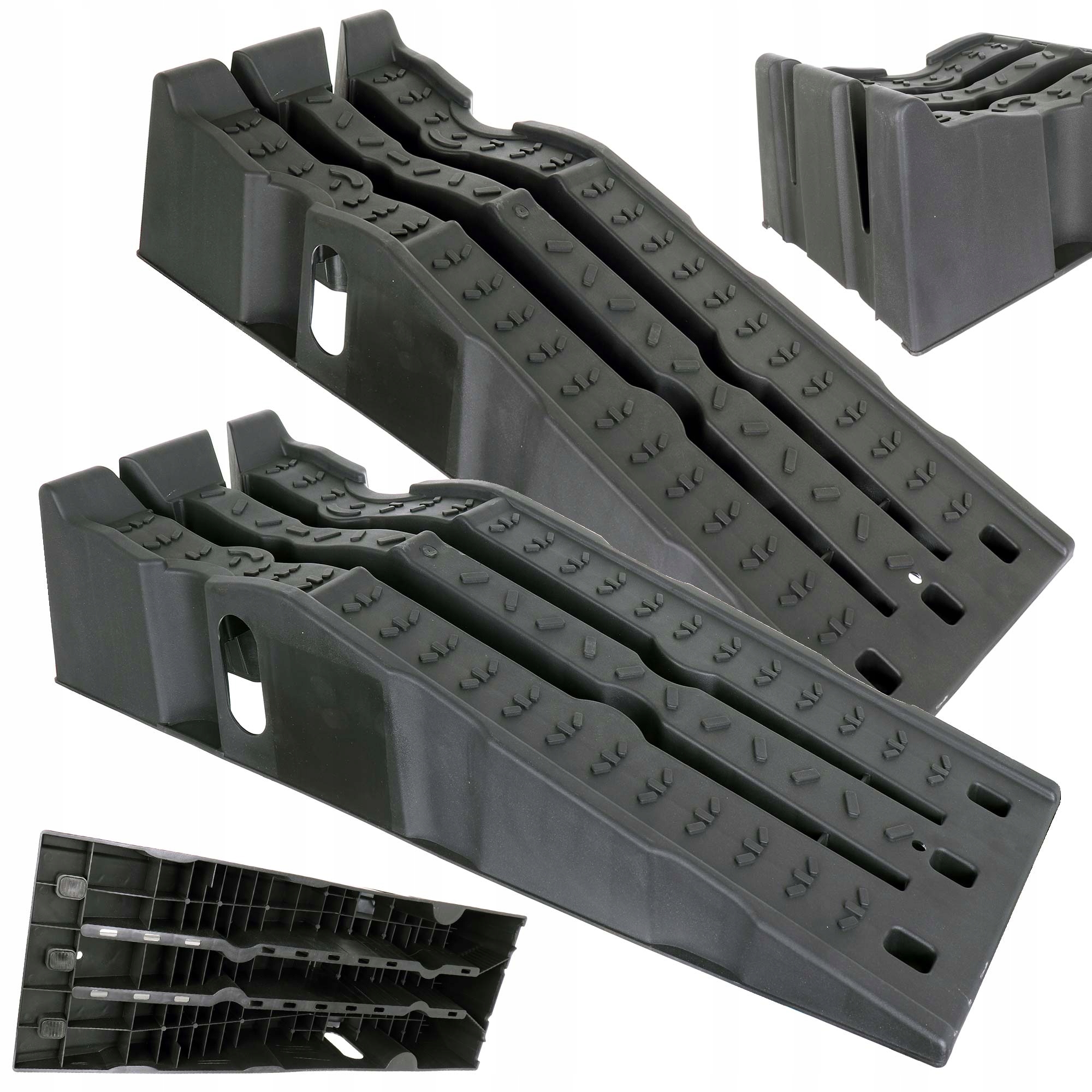 Široké automobilové rampy 2 ks Pevnost 8T Výška 220 mm