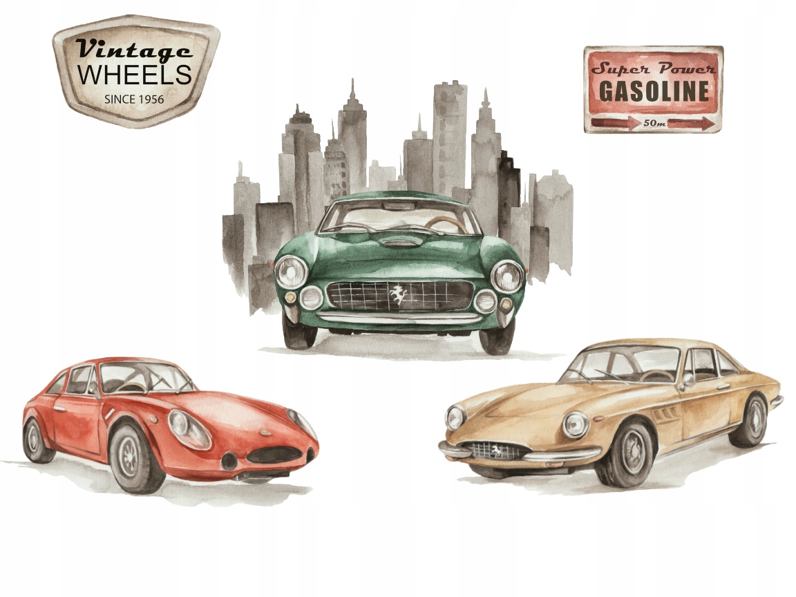 WALL STICKERS FOR CHILDREN RETRO CARS