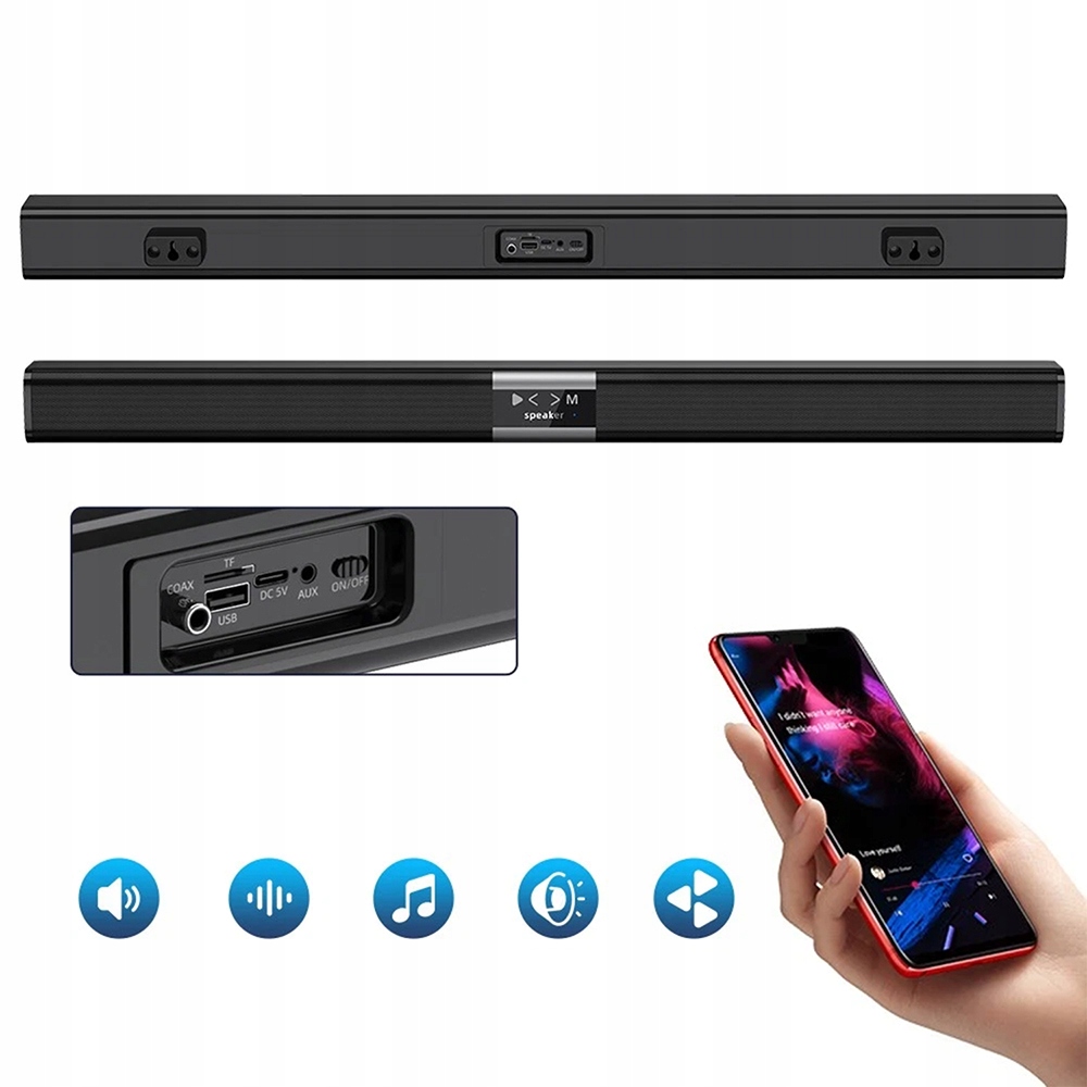 Mocny Soundbar Bluetooth Głośnik Usb Telewizor Bluetooth Aux Zestaw