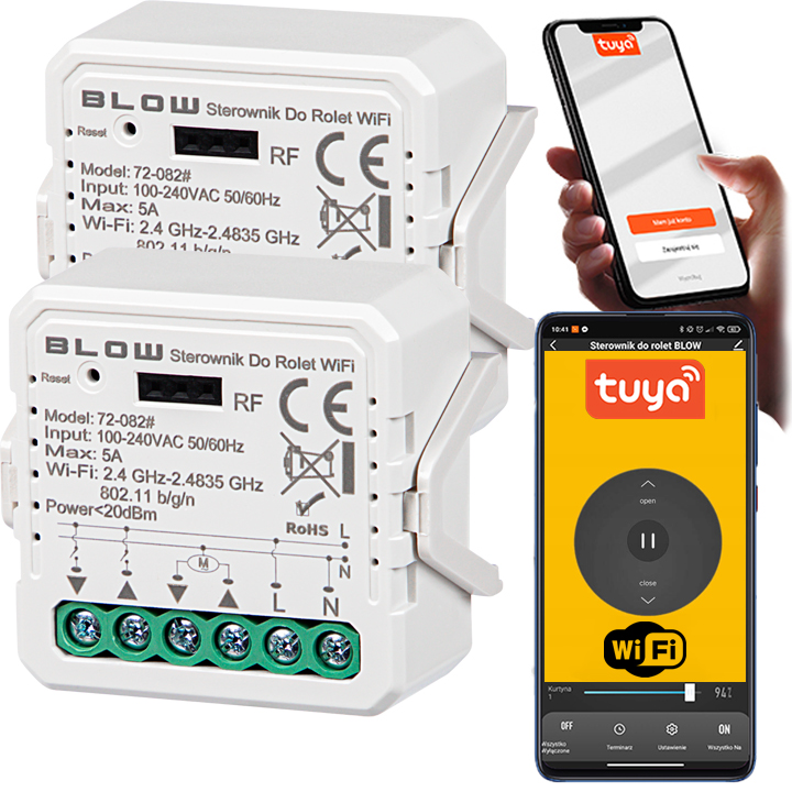 2x Sterownik Moduł Rolet Dopuszkowy Procentowy Mini Wifi Tuya Smart 230V
