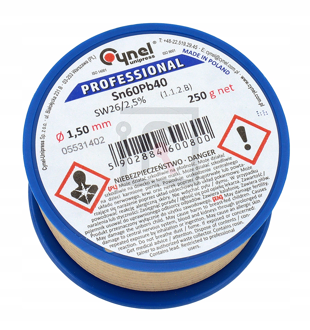 

Cyna Z Topnikiem Kalafonią Cynel 1,5mm 250g 0.25kg