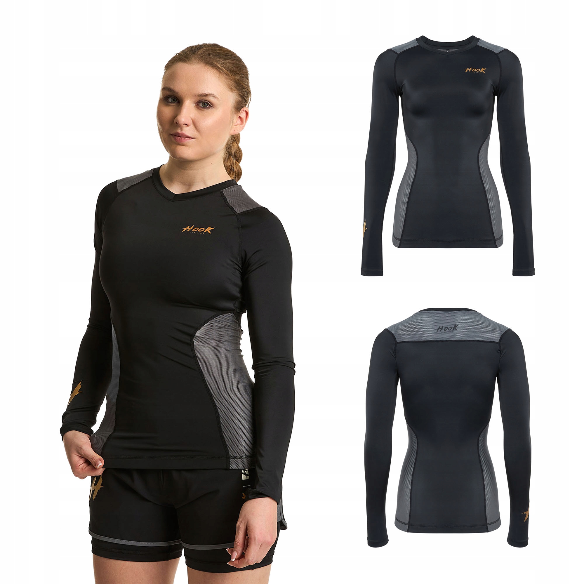 Rashguard damski treningowy Bjj Mma Hook Base czarny długi rękaw Xs