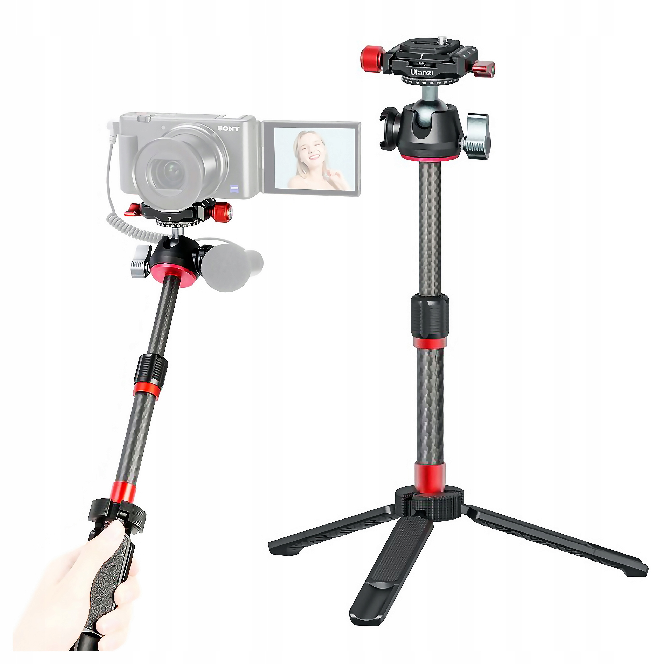 Fotografický stativ vlog pro fotoaparát, kameru, nahrávání videí, malý