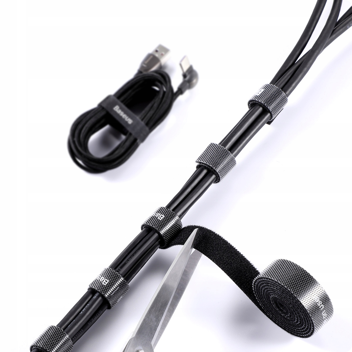 BASEUS ORGANIZER NA KABLE OPASKA TAŚMA RZEPOWA RZEP DO KABLI 3M REGULOWANA Stan opakowania oryginalne