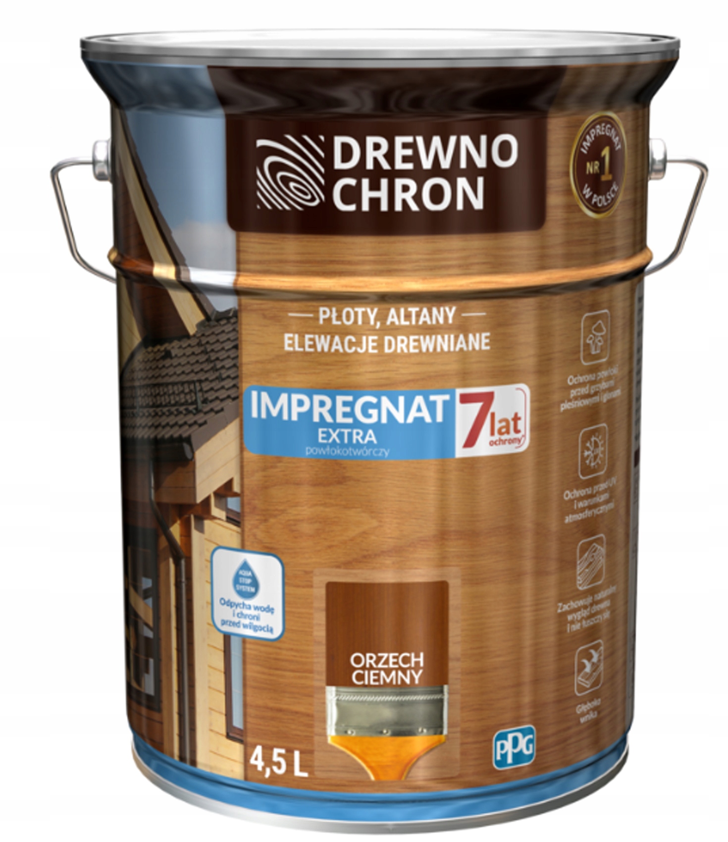 Drewnochron impregnat do drewna extra Orzech ciemny 4,5L