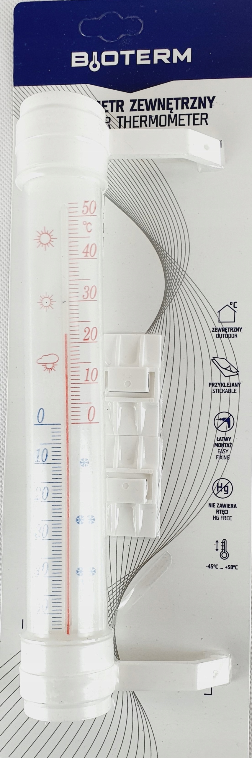 

Termometr Zaokienny Zewnętrzny Duży 290x45mm Biały