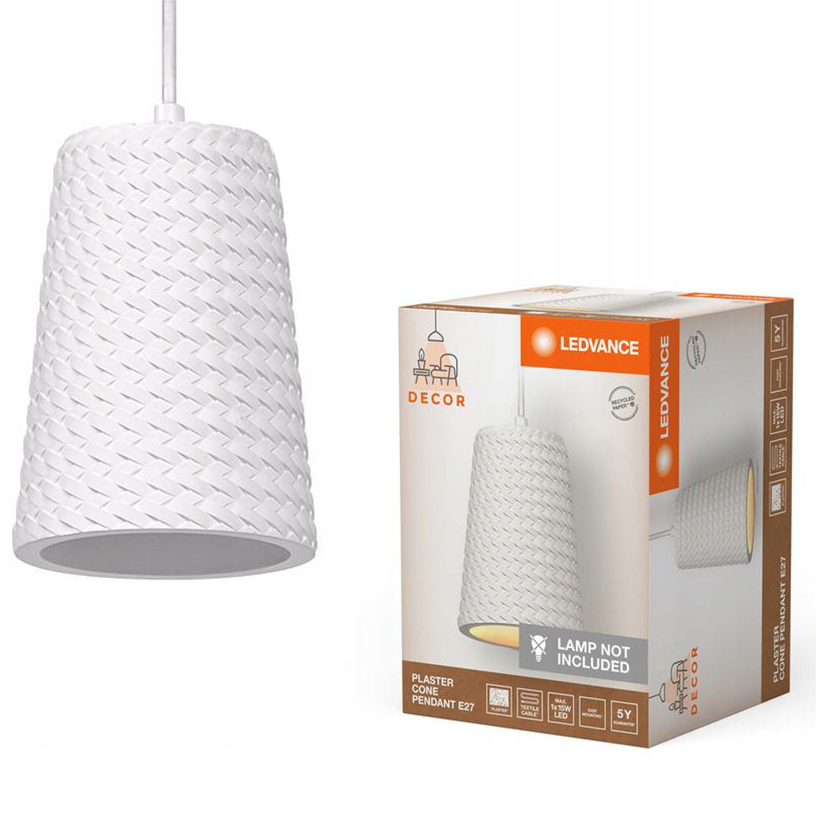 Závěsné Stropní Svítidlo Dekorativní E27 Převis Bílý Decor Ledvance