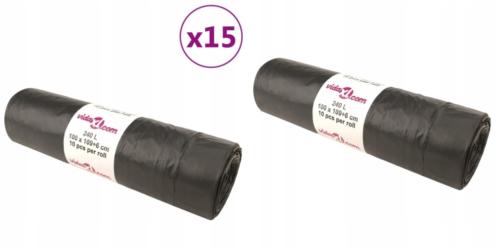 Levně Černé pytle na odpadky, 240 l, stahovatelné páskou, 150 ks