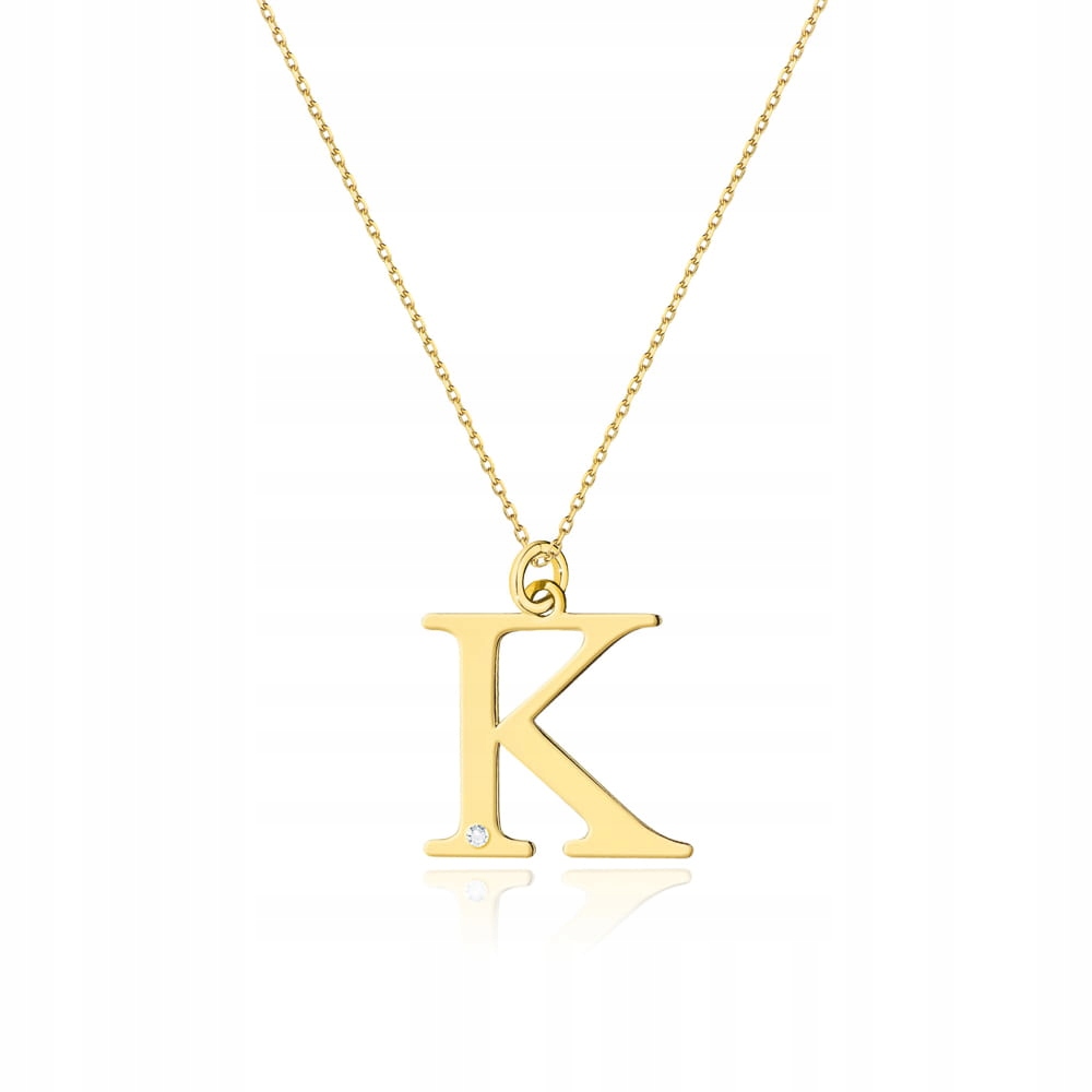 Zlatý náhrdelník s písmenem K briliant pr. 585, velké písmeno s diamantem