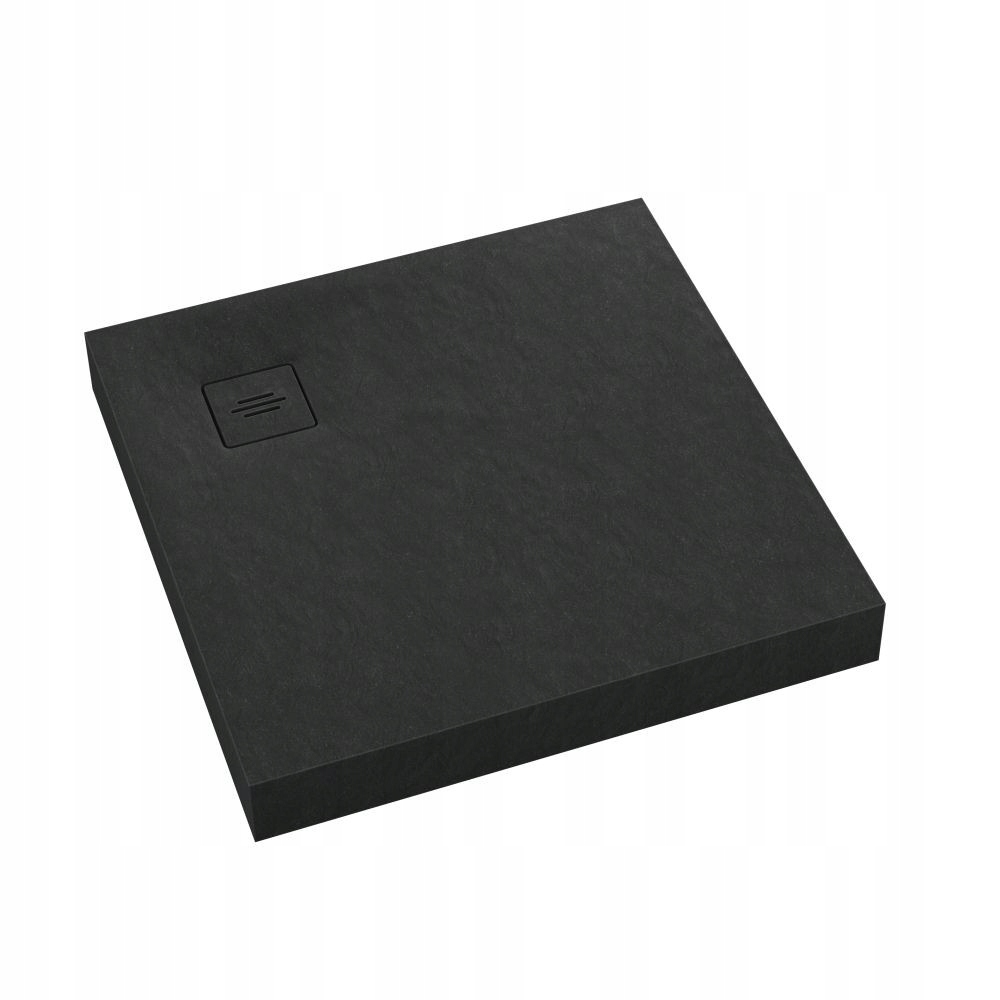Brodzik kwadratowy Nonlimits Black Stone 90x90 Schedpol Schedline, czarny