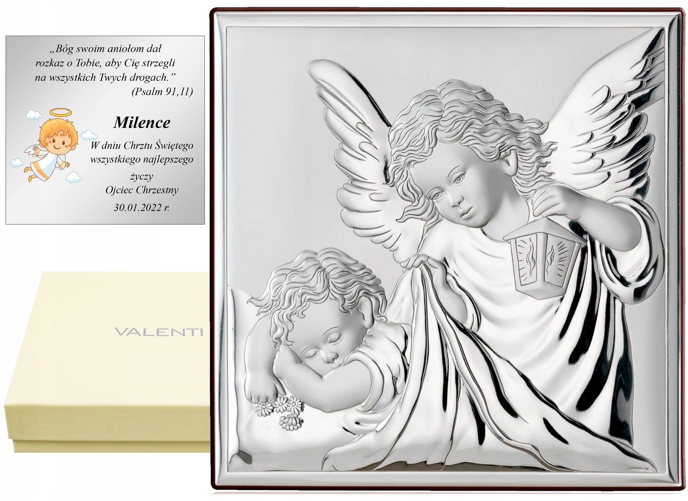 Obrazek ANIOŁEK Pamiątka Prezent CHRZEST + Grawer