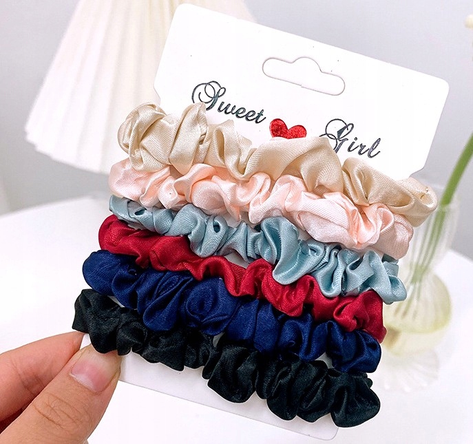 Zestaw Gumka do włosów frotka scrunchies 6 sztuk Rodzaj zestaw gumek