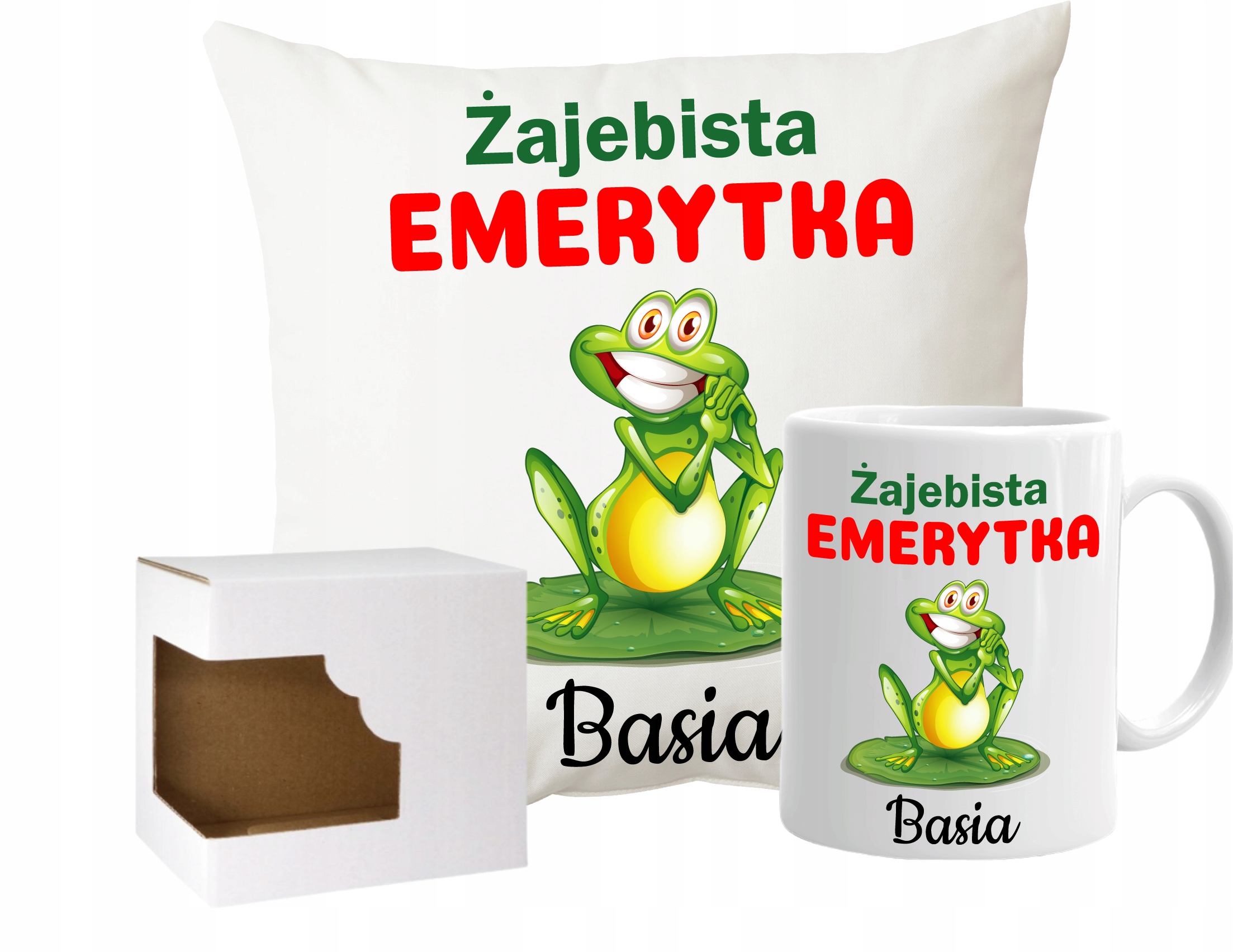 Kubek Poduszka dla Emerytki, Emeryta Emerytura Żajebista Emerytka imię