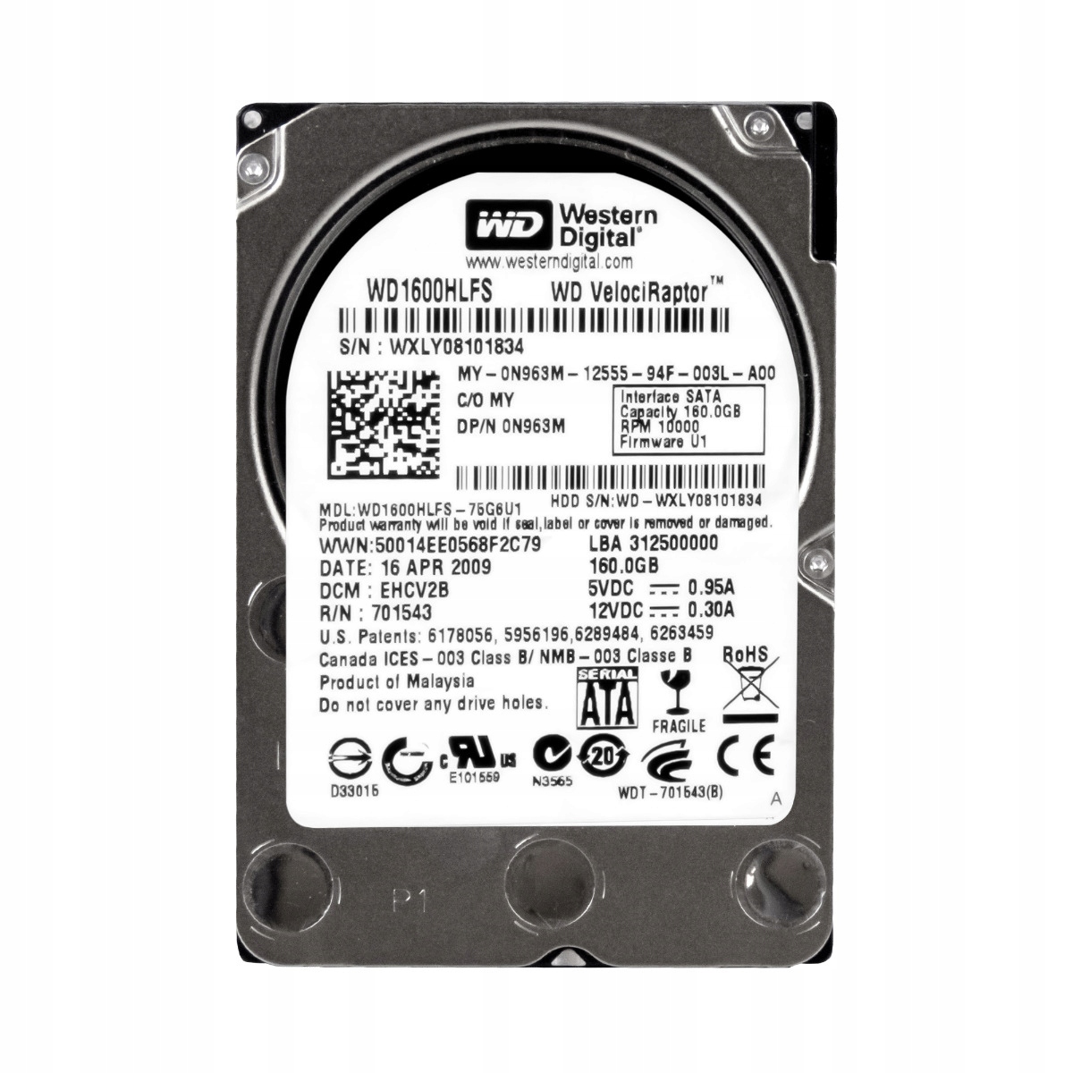 Dell 0N963 M 160GB 10K 16MB Sata II 2.5' WD1600HLFS