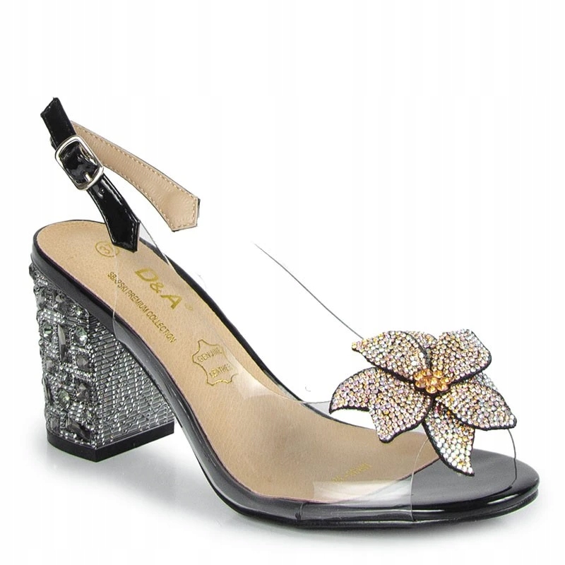 S.barski MR38-321 Transparentní Sandály S Ozdobou, Černé, Velikost 38