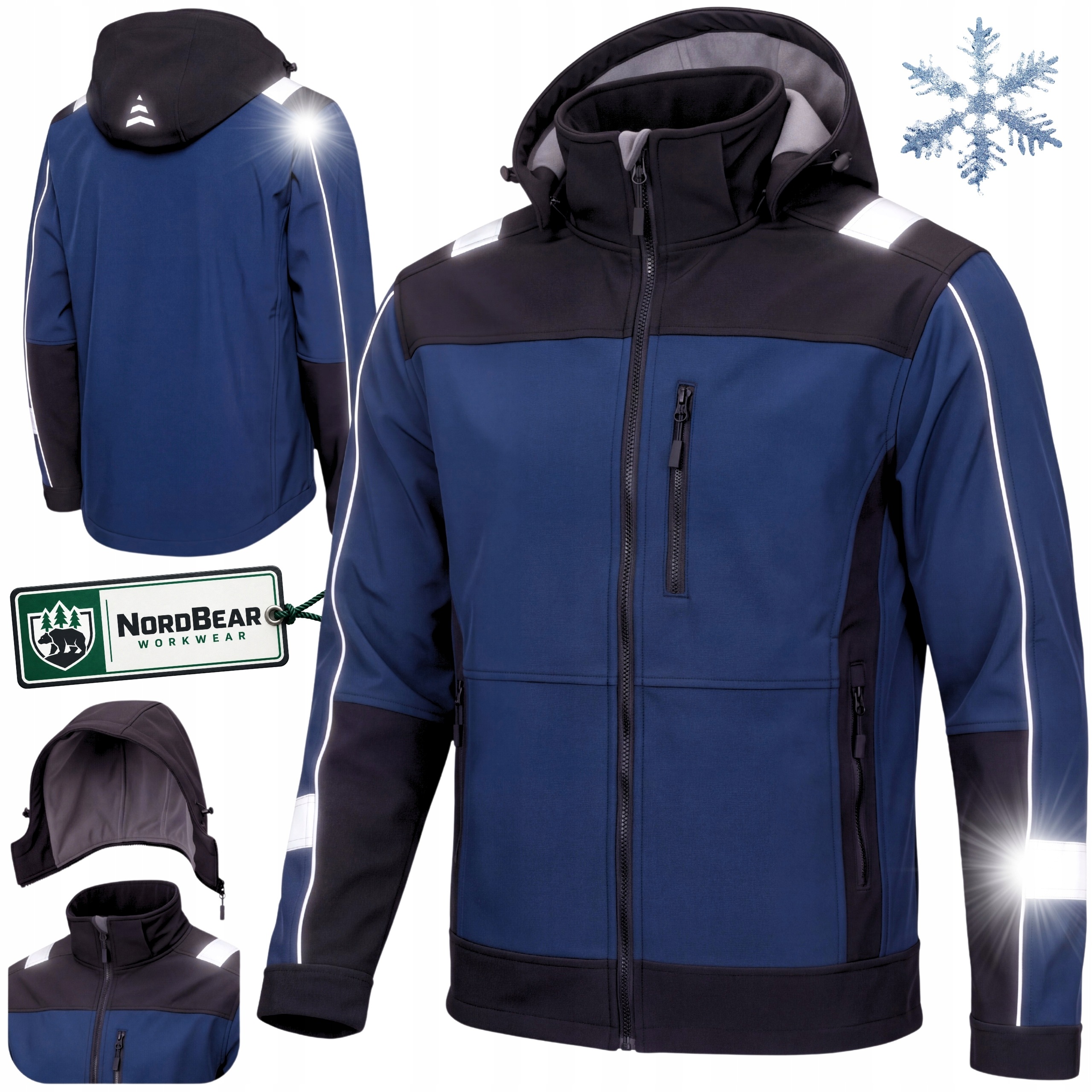 Softshell Odrazová Pracovní Bunda Bozp Pánská Voděodolná Teplá modrá