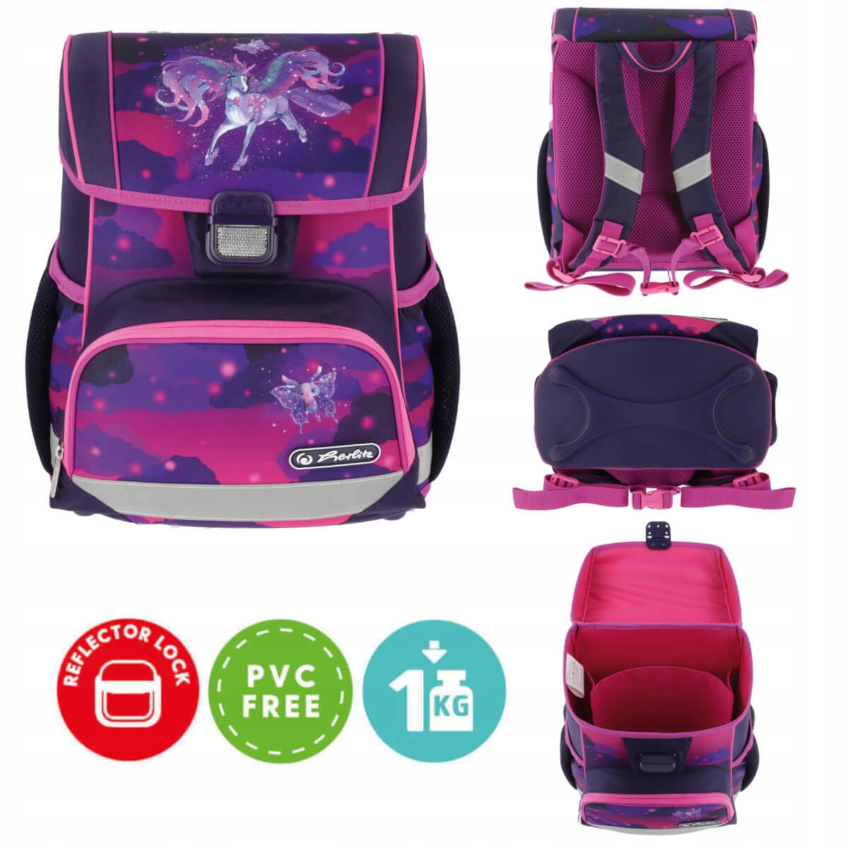 Tornister plecak szkolny Loop Magic Unicorn 6-9lat + śniadaniówka HERLITZ Typ jednokomorowy