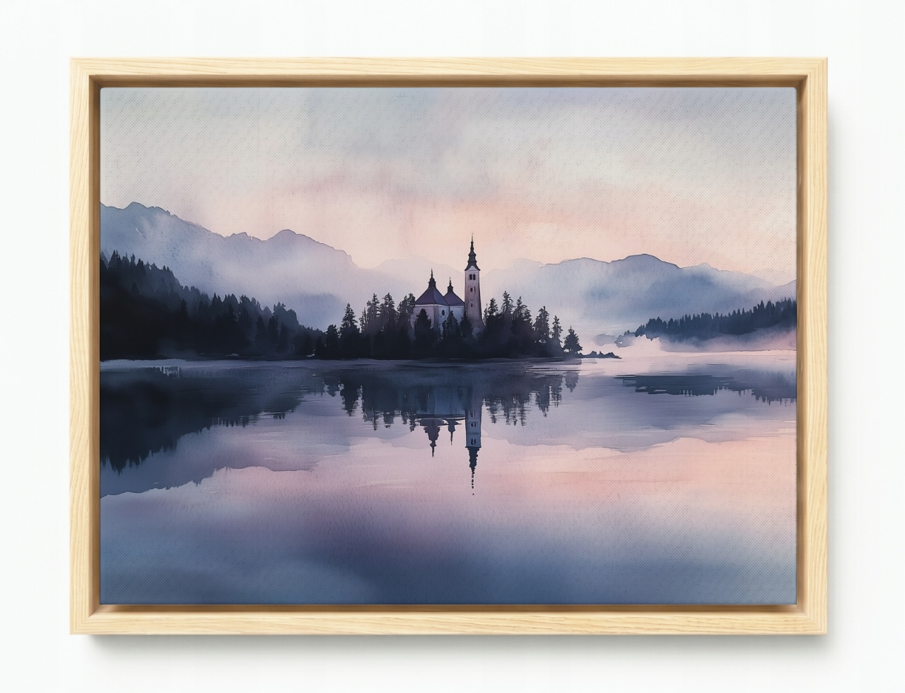 Obraz Rám Americký Box Jezero Kostel Hory Bled Slovinsko Alpy 100x75