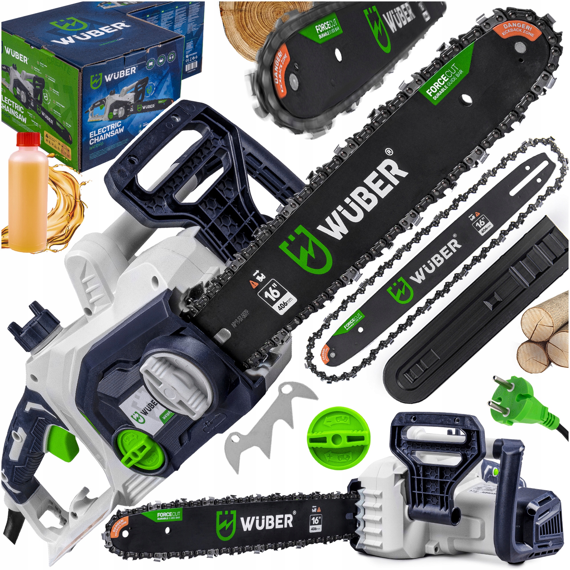 Řetězová Pila Elektrická Pila Na Dřevo Olej Vodící Lišta Řetěz 16"