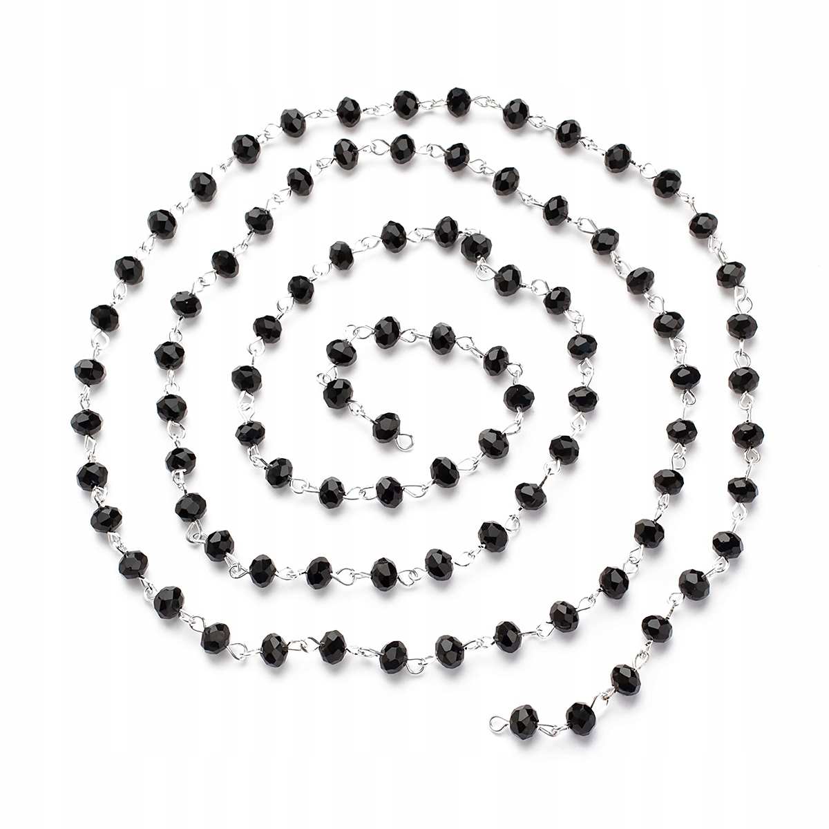 Łańcuszek Handmade, Żelazny, Koraliki Szklo Rondel, Niespawany, 12x6mm, 1 m