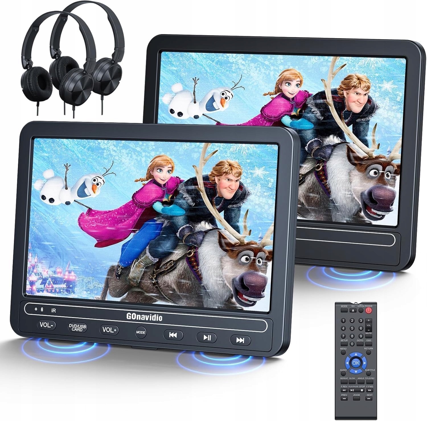 DVD CD Prehrávače Do Auta Gonavidio 2 Obrazovky 10,5" Slúchadlá