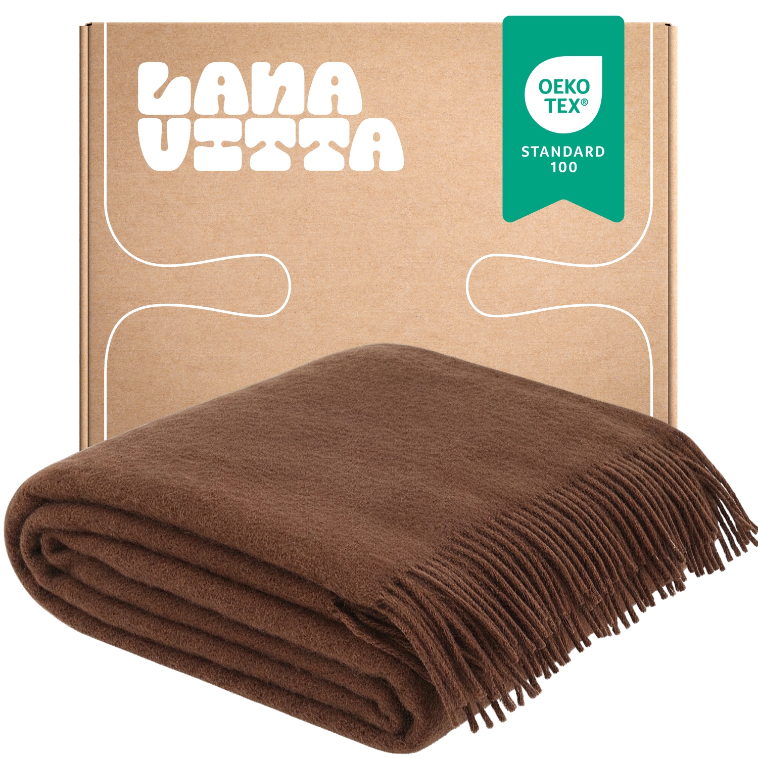 Vlněná deka Teplá rouno 100% Novozélandská vlna Tmavě hnědá 140х200