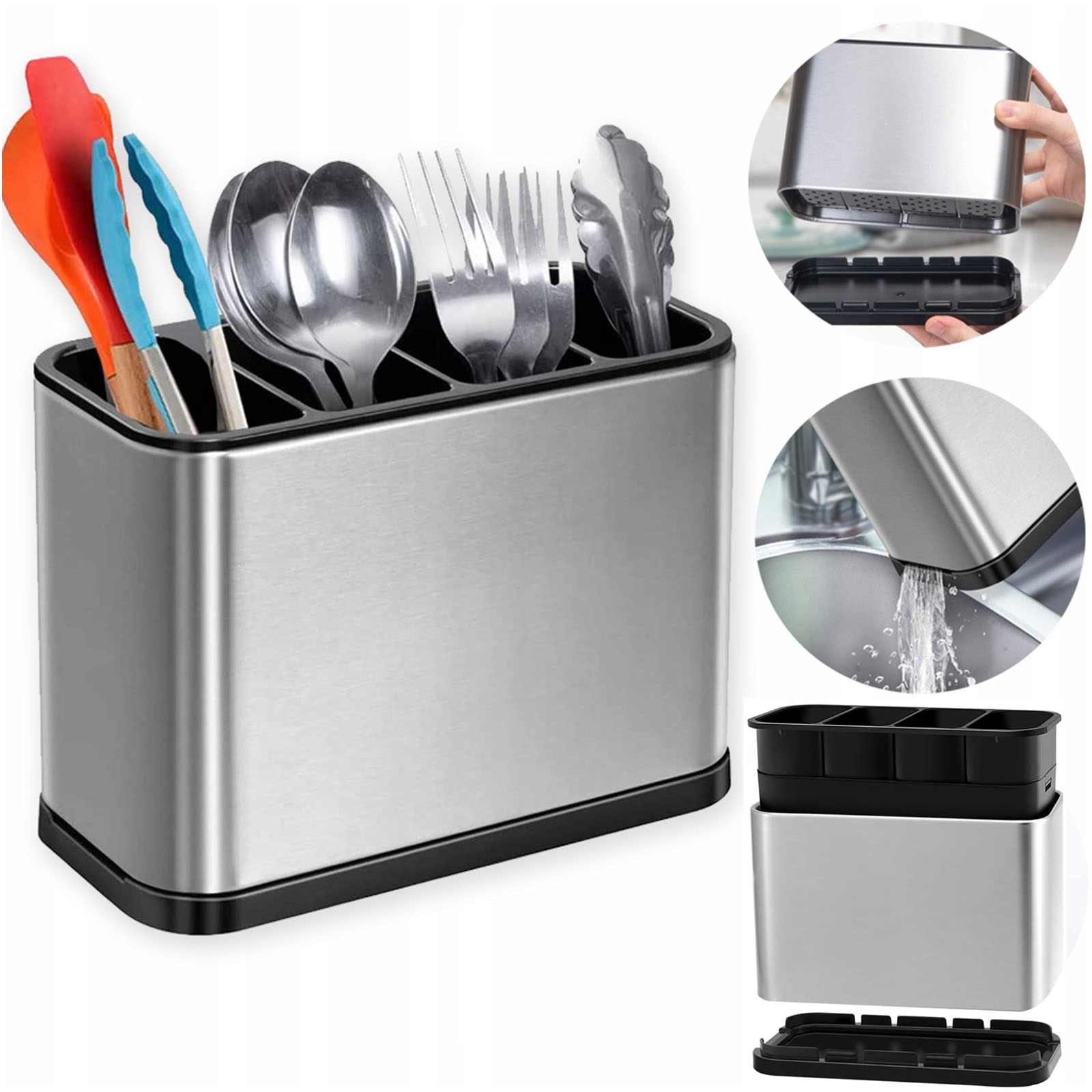 Levně Odstraňovač Příborů, Sušička, Stříbrný Organizér S Podstavcem Na Odstraňovač