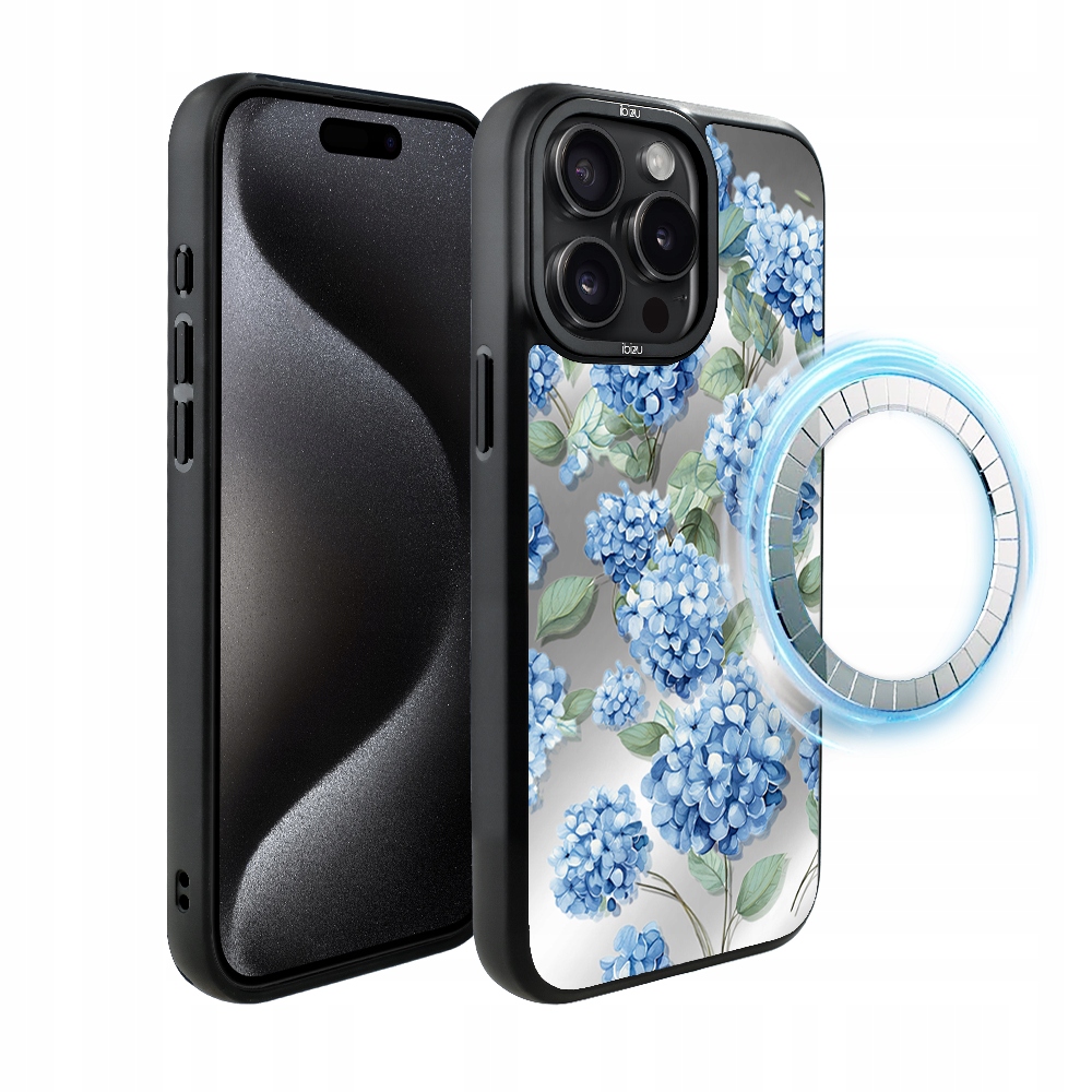 Pouzdro pro iPhone 15 Pro Max Ibizu DropGuard Matt MagSafe, Safírová hortenzie