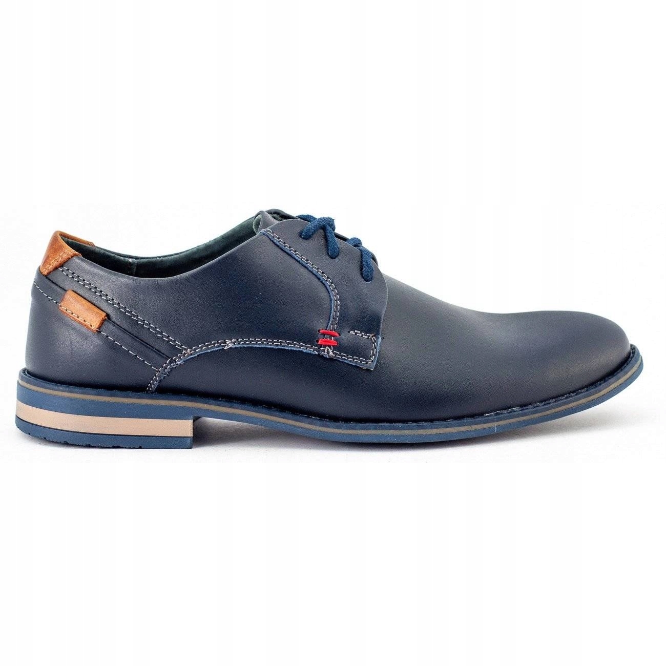 Elegantní pánské kožené šněrovací boty casual 859, modré, velikost 42