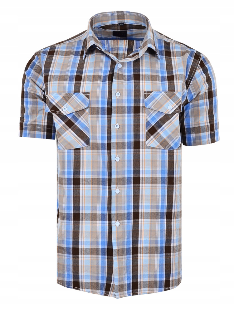 47/48 Košile Kostkovaná Hnědá Krátká Velká