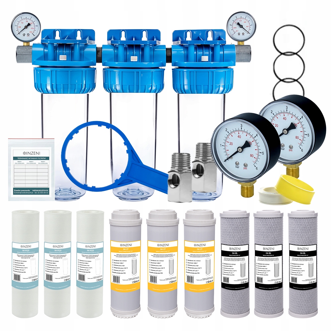 Předfiltr Na Vodu Pro Celý Dům, 3-STUPŇOVÝ Změkčovač Vody Sada Filtrů
