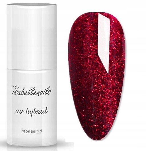

Isabellenails Lakier Hybryd. Brokat Bordo Red #61