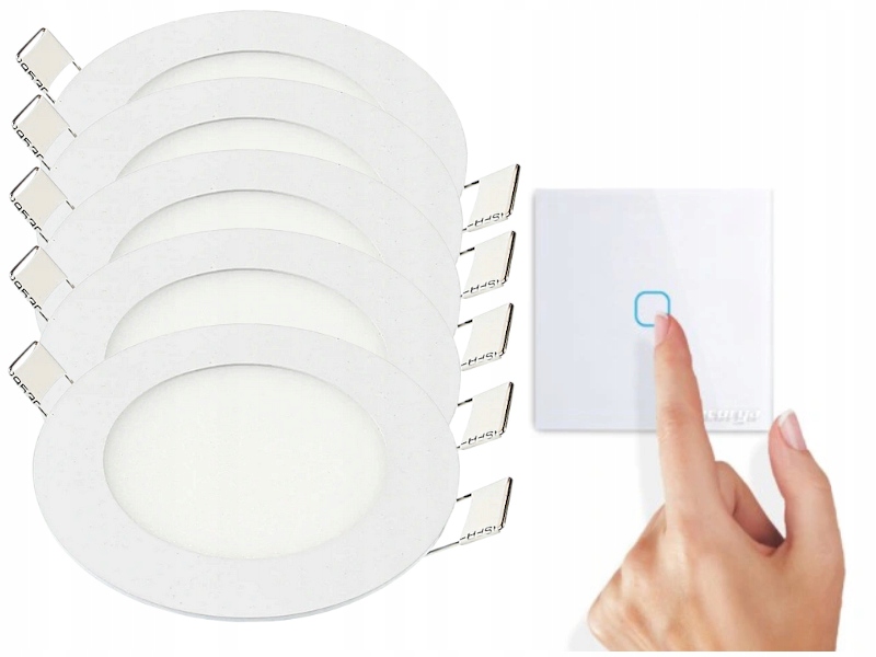 5x Slim stropní svítidla Halogen Led 3W Vypínač