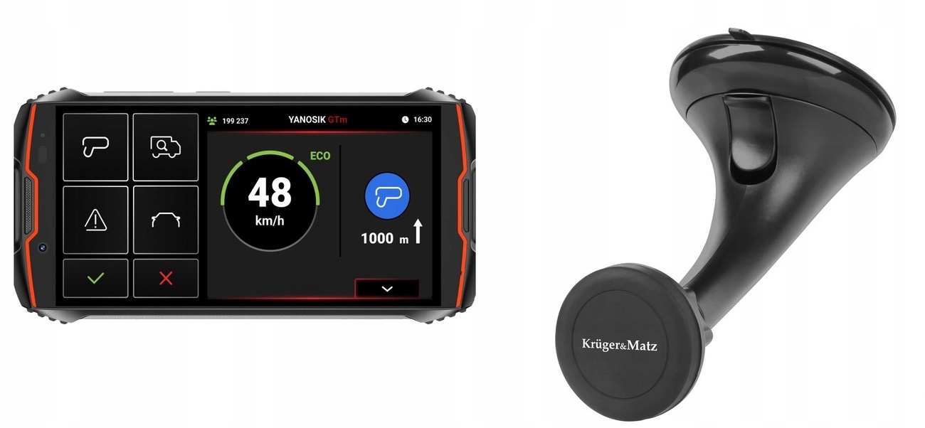 Yanosik GTm Legálny dotykový antiradar LCD Gps držiak na sklo KM1364