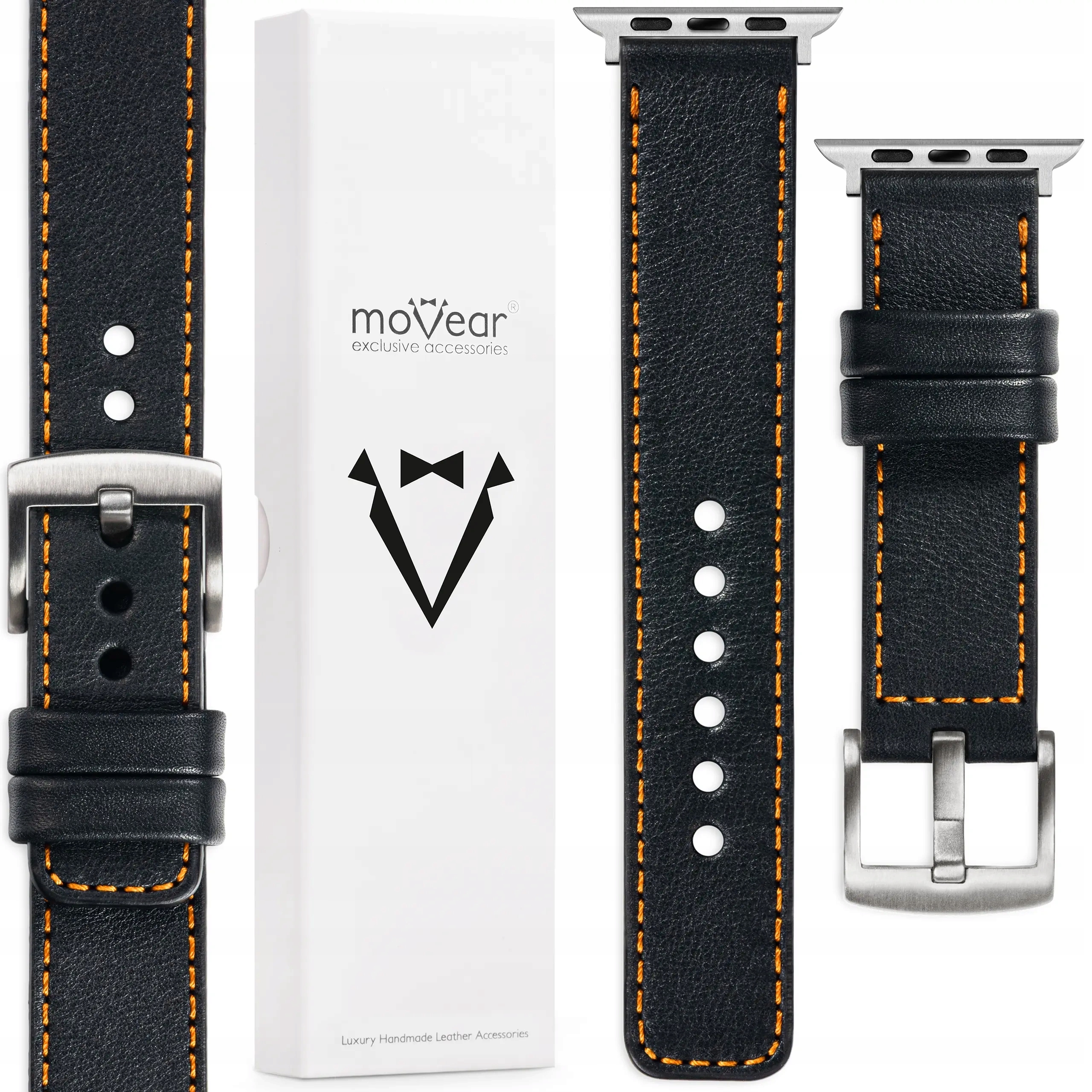 Pásek pro Apple Watch 49/46-44 mm Kožený Premium Černý