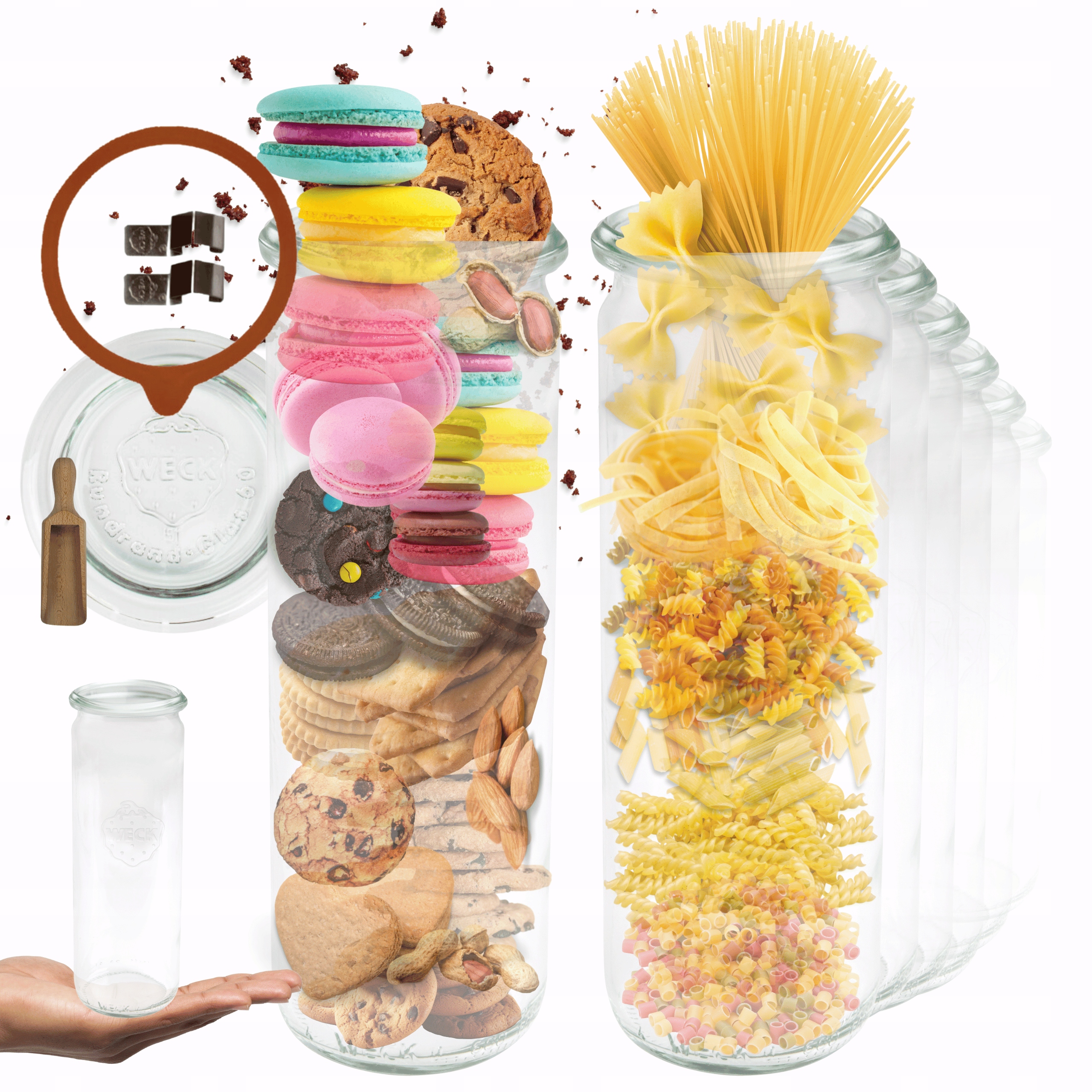 Sklenice Weck 600 ml džus Cylinder žáruvzdorné měřítko sponky víko gumička 12 Ks