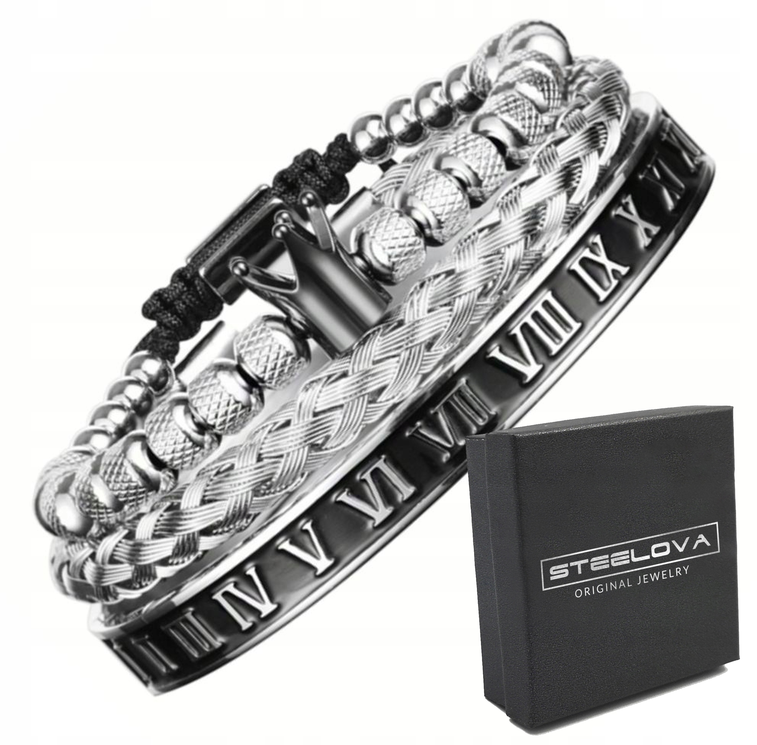 Stříbrný set náramků Bangle Korunka (3ks)