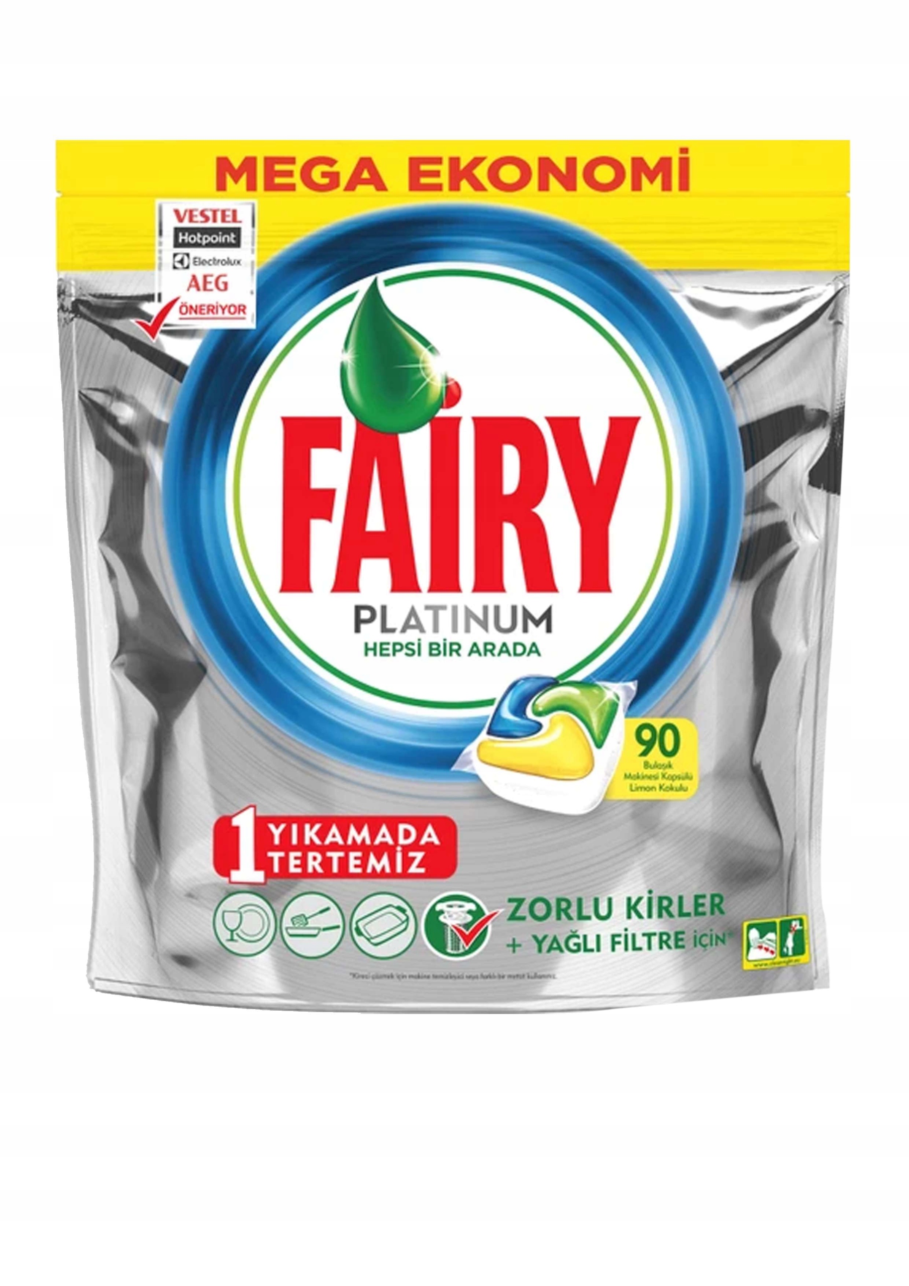 Kapsułki Tabletki do zmywarki Fairy Platinum 90szt cytrynowe All In One