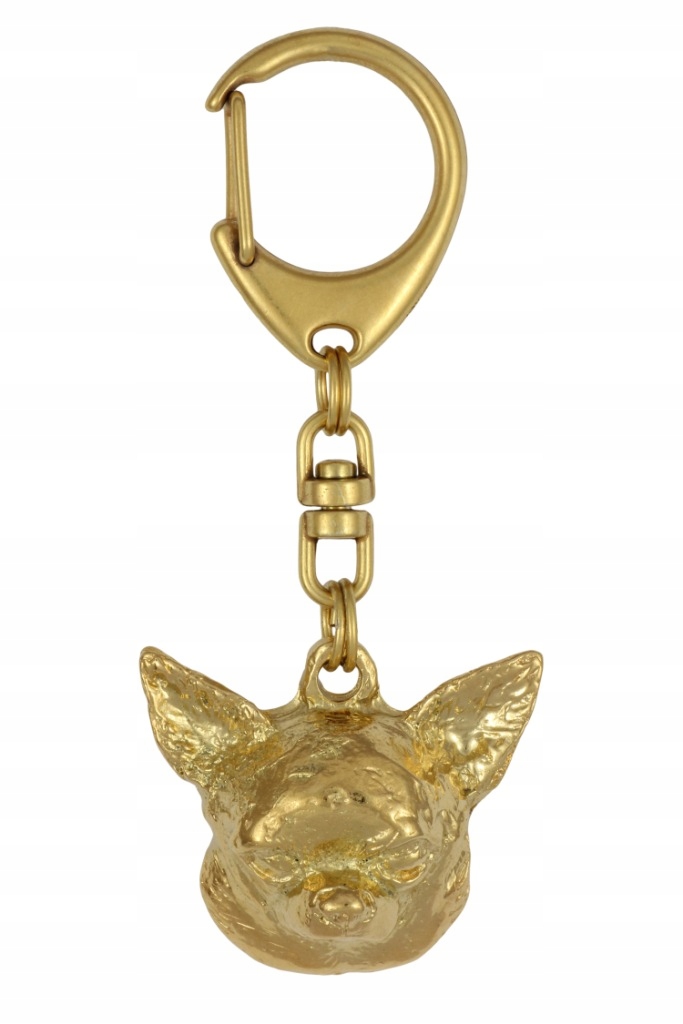 Chihuahua krátkosrstý pozlacený přívěsek na klíče se psem, přívěsek na klíče