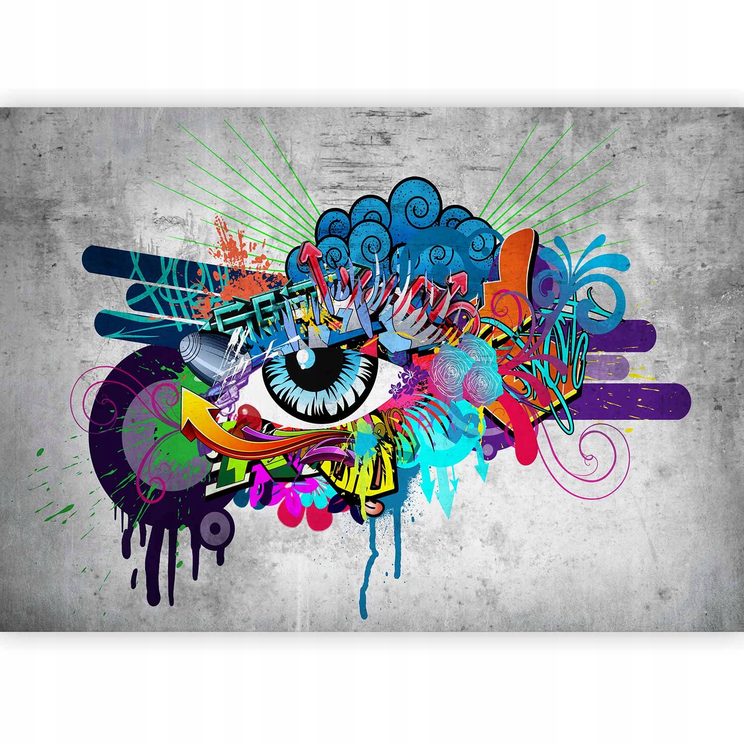 Fototapeta Graffiti Mural Oko Beton Tapeta Młodzieżowa Do Pokoju 3D 400x280