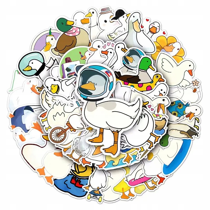 Śmieszne Naklejki Wodoodporne MIX Gęś Kaczki Memy 50 szt