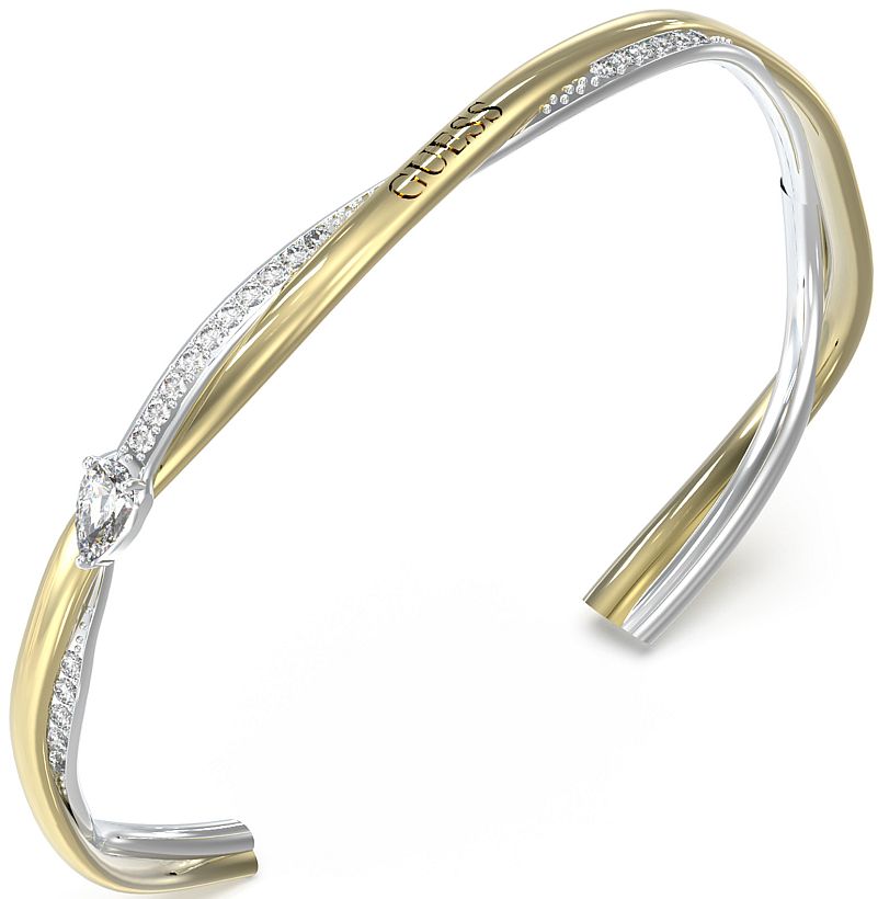 Originální Dámský Náramek Guess Twist Stříbrno-zlatý Bangle 16 mm Set