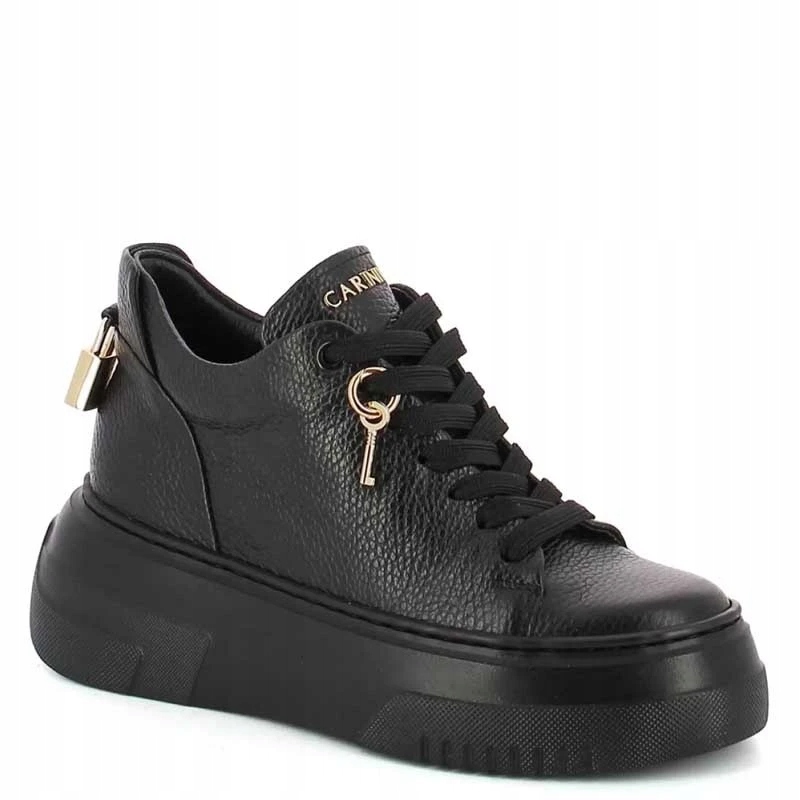 Carinii B9537 Tenisky S Ozdobou Kůže Lico Černé 37