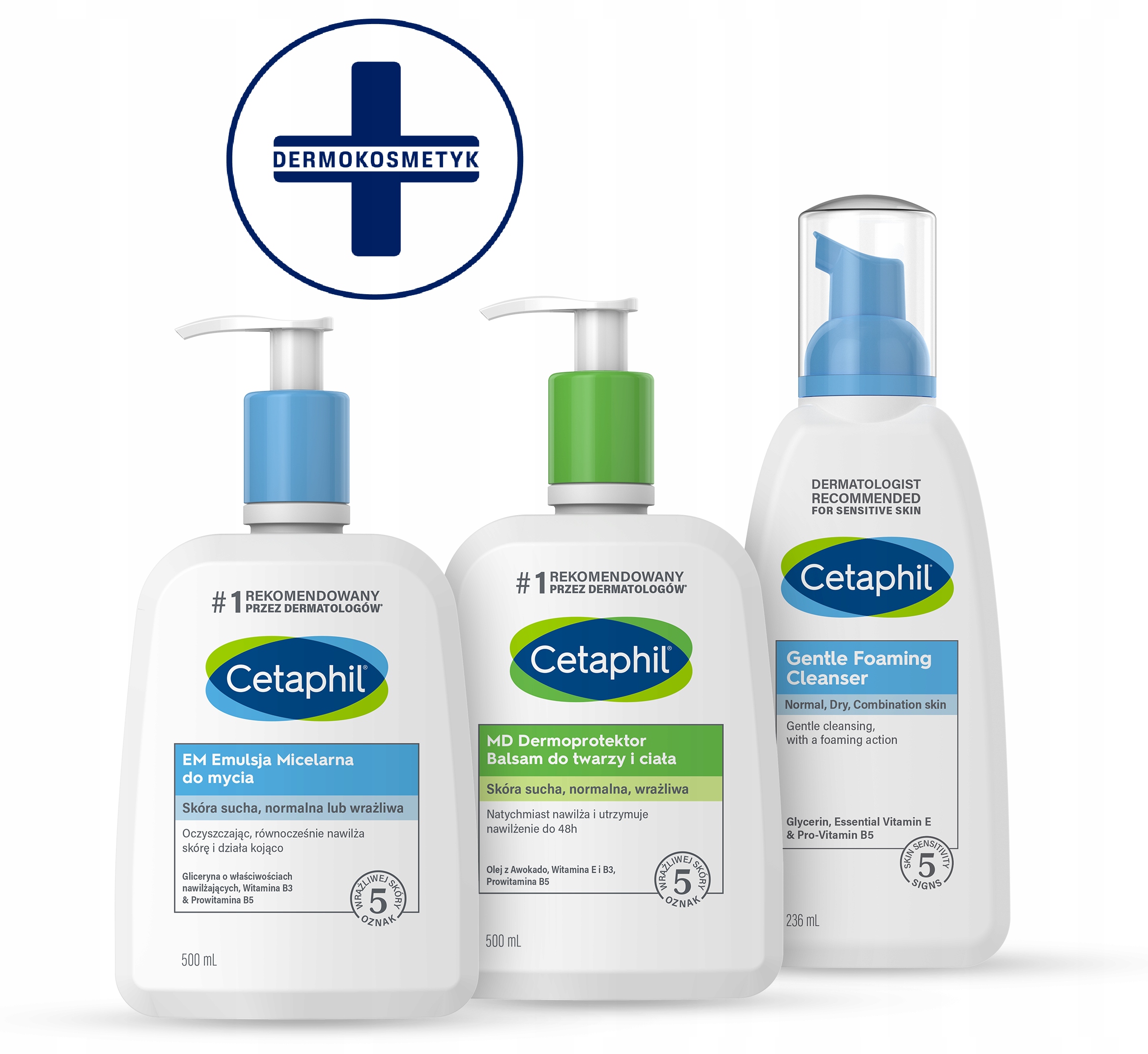 Zestaw Cetaphil Em Emulsja 500, Pianka i MD Balsam