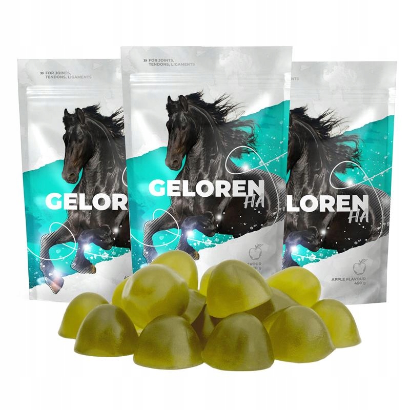 Geloren Horse Ha Żelki Dla Koni jabłkowe na stawy kolagen 180 szt. 3x450g