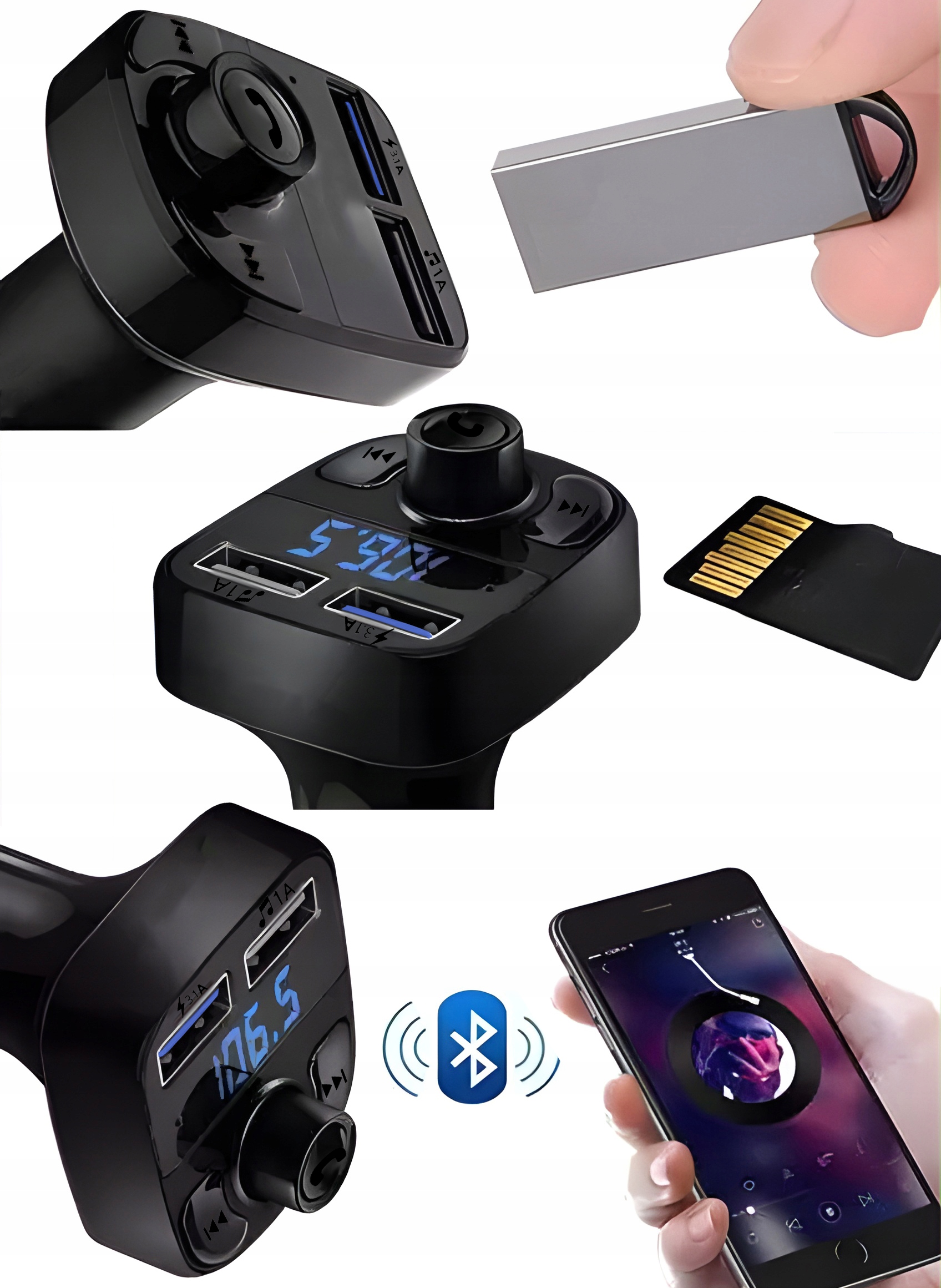 TRANSMITER BLUETOOTH FM MP3 ŁADOWARKA ODTWARZACZ TRANSMITER BT AUDIO Kod producenta DO GNIAZDKA ZAPALNICZKI SAMOCHODOWEJ ARSA GO