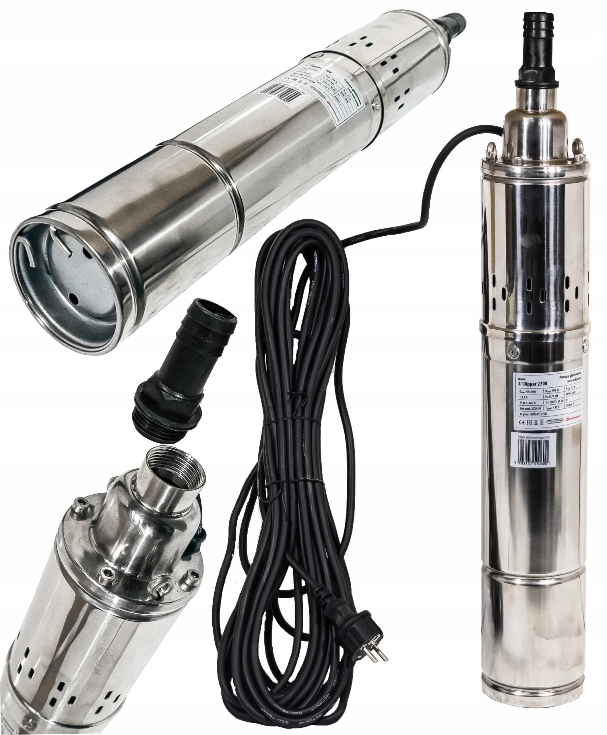 Pompa Głębinowa Wydajna Do Wody Czystej Kabel 15M Dipper 2700 Rohtenbach