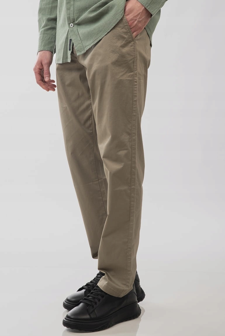 Pánské kalhoty na léto s gumou, hnědé, Double, velké velikosti