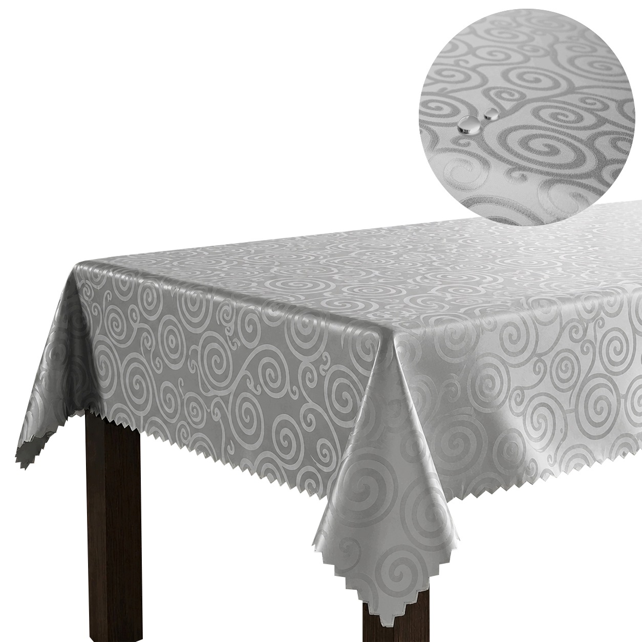 Ubrus odolný proti skvrnám Šedý 160 x 420 cm Polský Elegantní vzor Hlemýžď Obývací pokoj